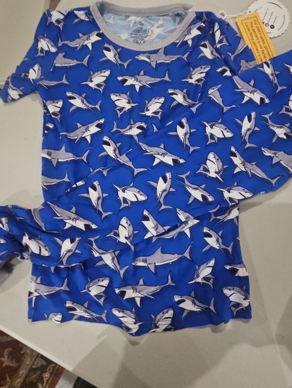 Kids Blue Shark Print Pajama Set Bamboo